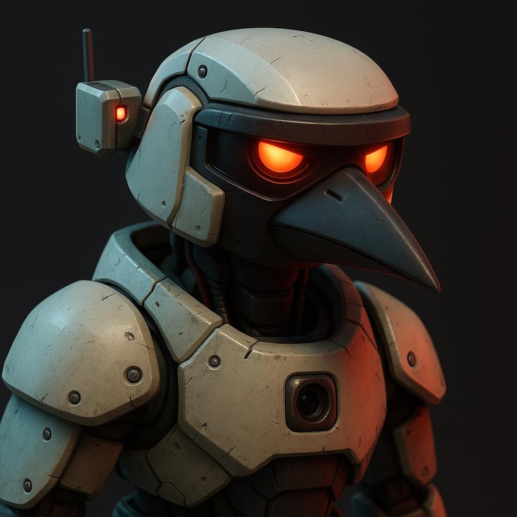 Close view of a Dusk Signal robotic surveillance bird